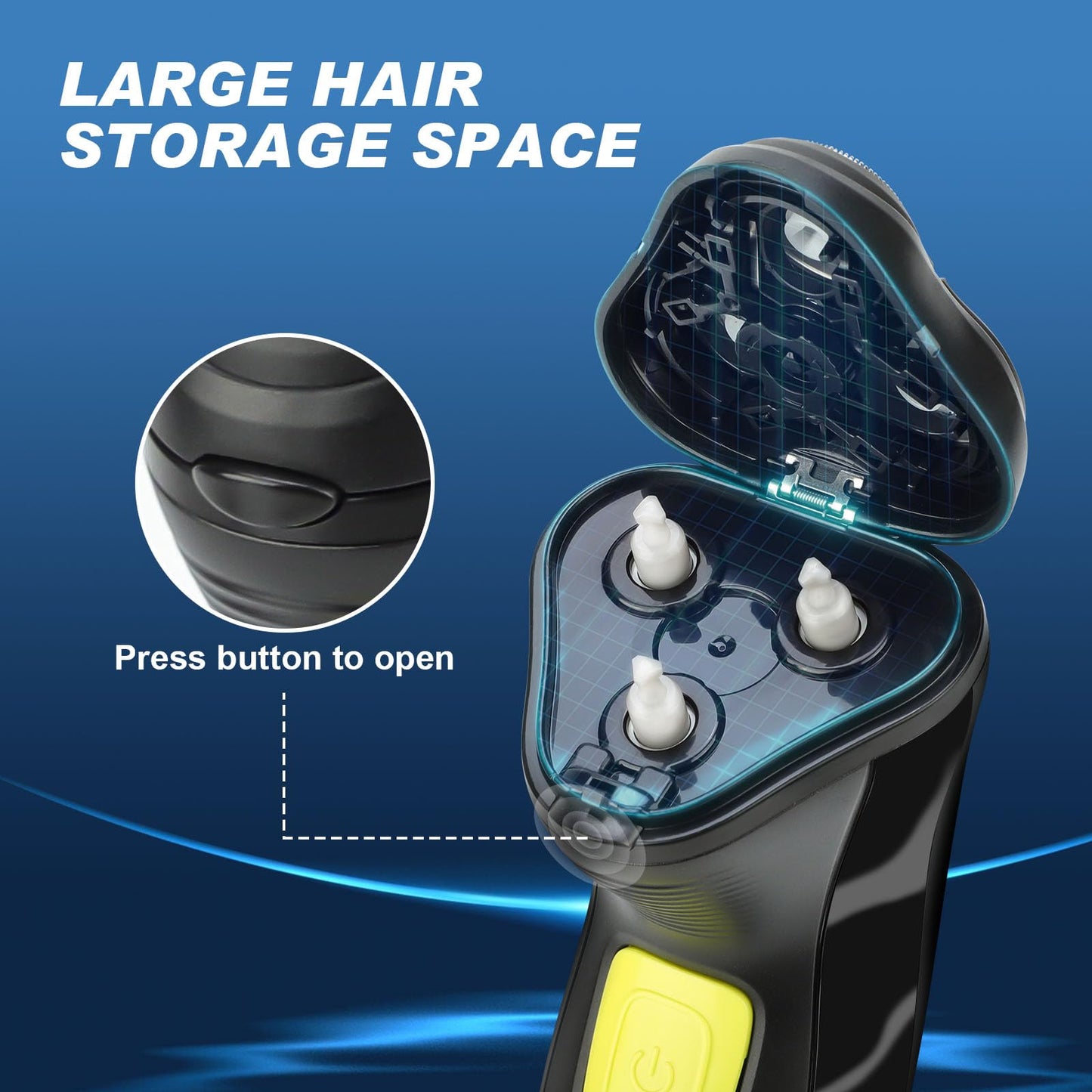 BlueFire Head Shaver for Bald Men, Corded 3D Electric Rotary Shavers with Pop-up Trimmer,Bald Head Close Shaver for Men, Rotary Shaver Electric Dry Shave (Yellow)