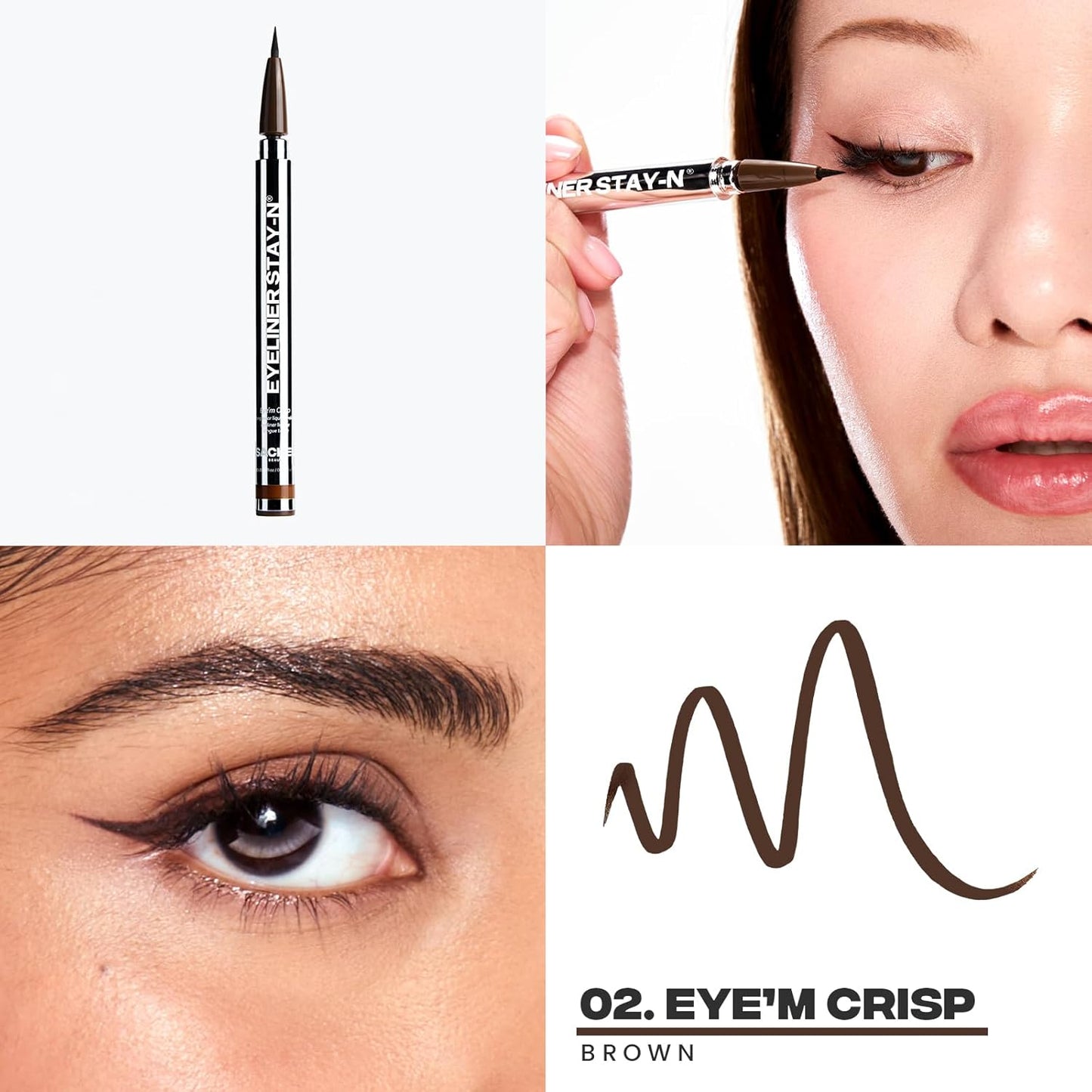 Liquid Eyeliner Pen - STAY-N Long Wear Waterproof with Ultra-Precise 360° Tip | Smudge-Proof Vegan Eye Makeup