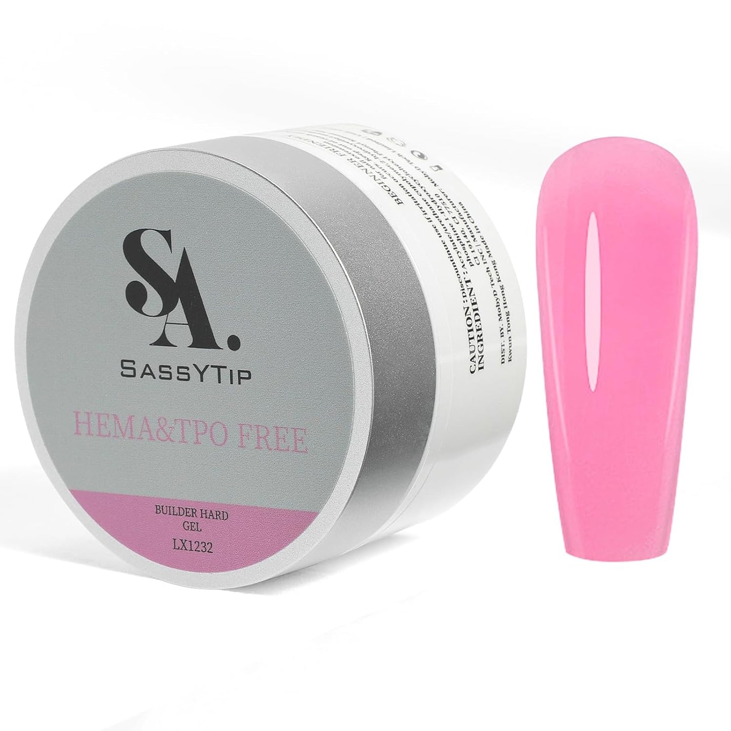 TPO Free Builder Hard Gel - 30g Allergy-Friendly Nail Gel | 7 Shades for DIY & Professional Extensions (Bright Pink)