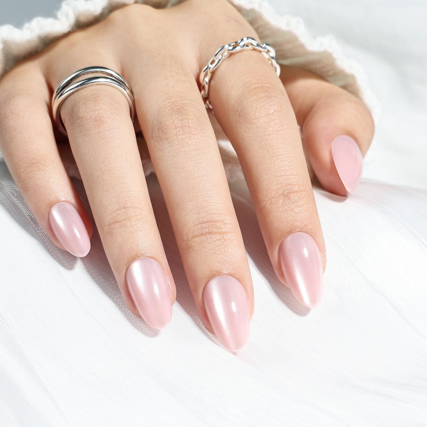 Glossy Red Press On Nails - Almond Shape Fake Nails with Glue | 32 PCS, 16 Sizes for Women