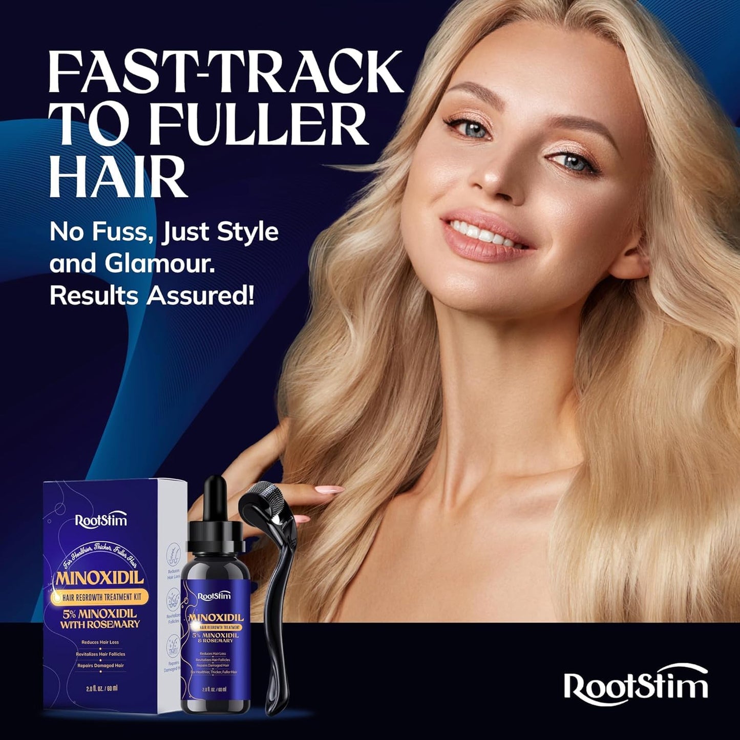 Minoxidil Hair Growth Kit for Women - Extra Strength 5% with Rosemary & Biotin | 2 Fl Oz for Thinning Hair Regrowth