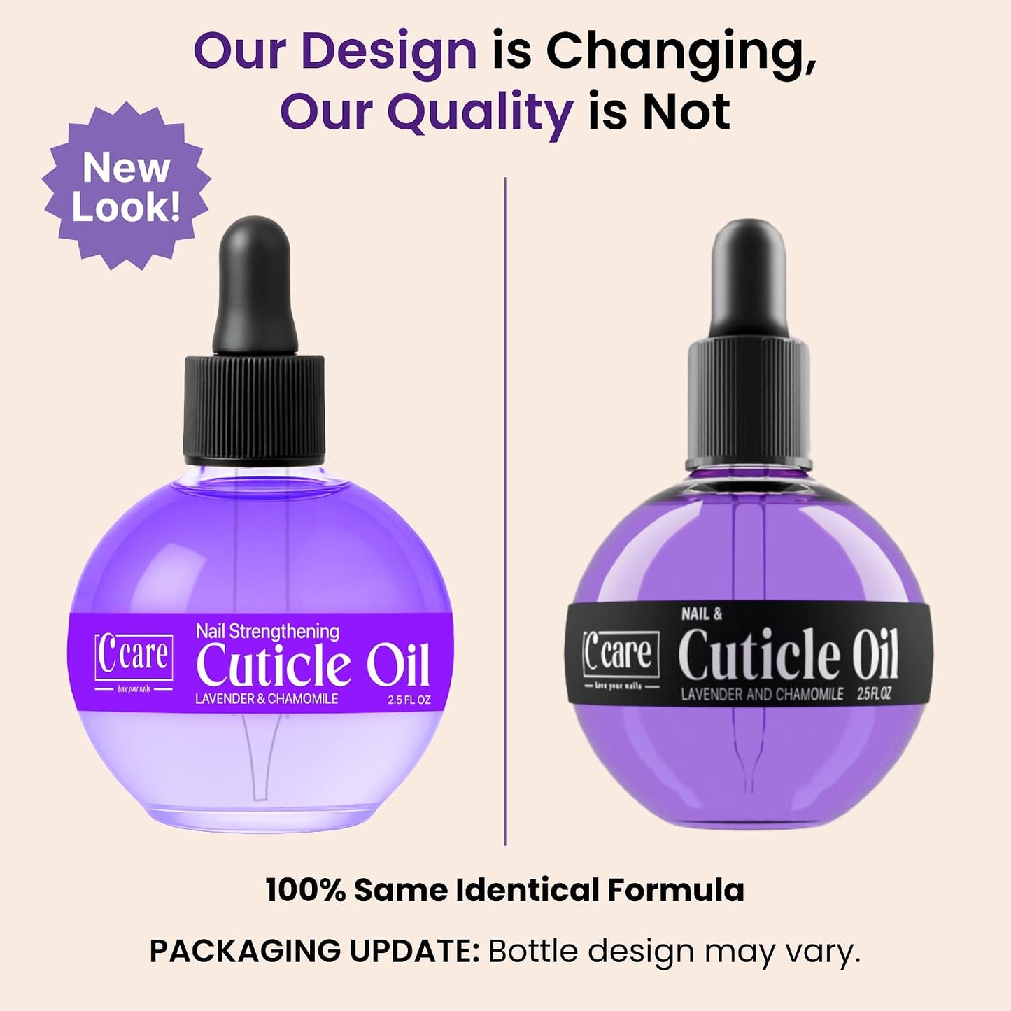 Cuticle Oil for Nails - Lavender & Chamomile Moisturizer - Strengthens & Nourishes - 2.5 oz Dropper & Brush Included