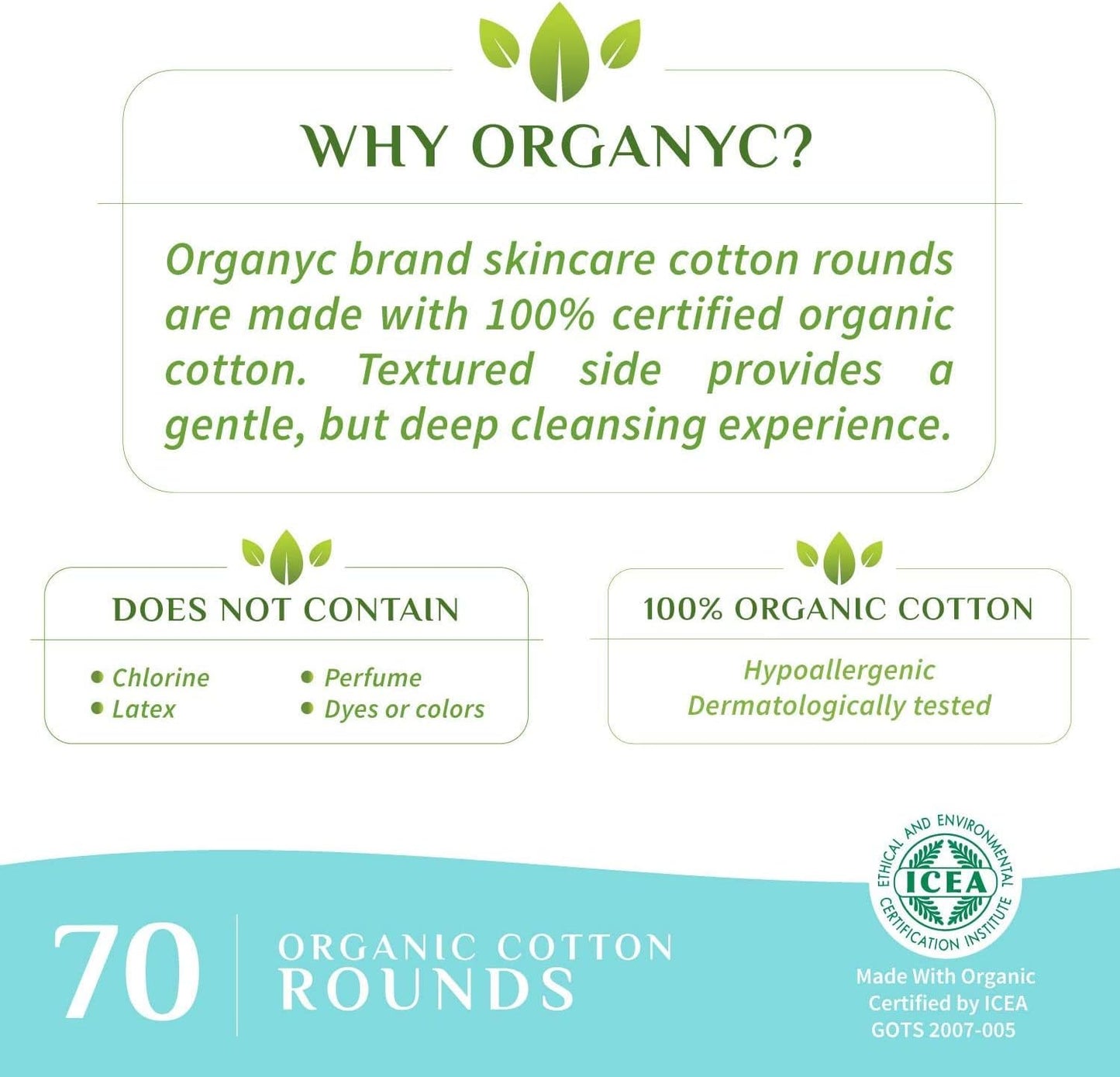 Organyc Organic Cotton Rounds - Biodegradable & Chemical-Free for Sensitive Skin | 420 Count