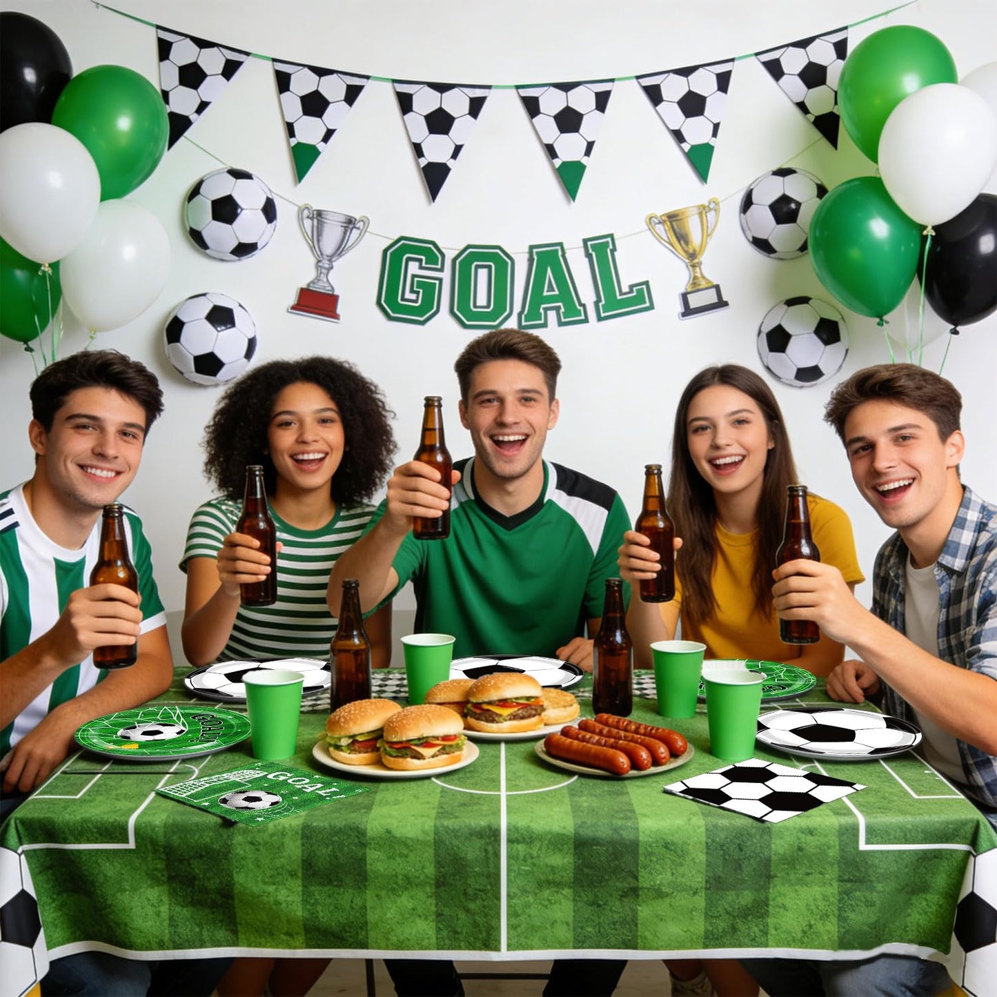 LINHAXM Soccer Plates and Napkins, Disposable Paper 9-Inch Plates and Napkins, Soccer Party Supplies for Sports Birthday Party Decorations, Serves 24