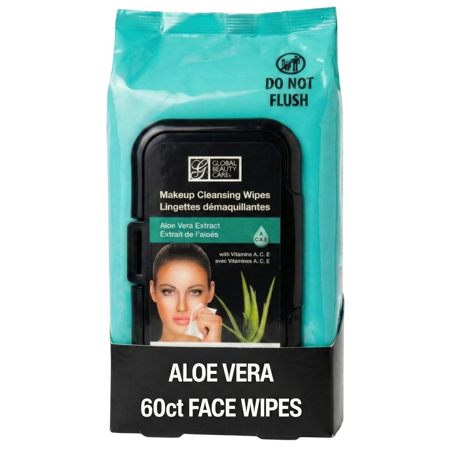 Aloe Vera Makeup Remover Wipes - Gentle Facial Cleansing Wipes for Sensitive Skin | Hydrating, 60 Count