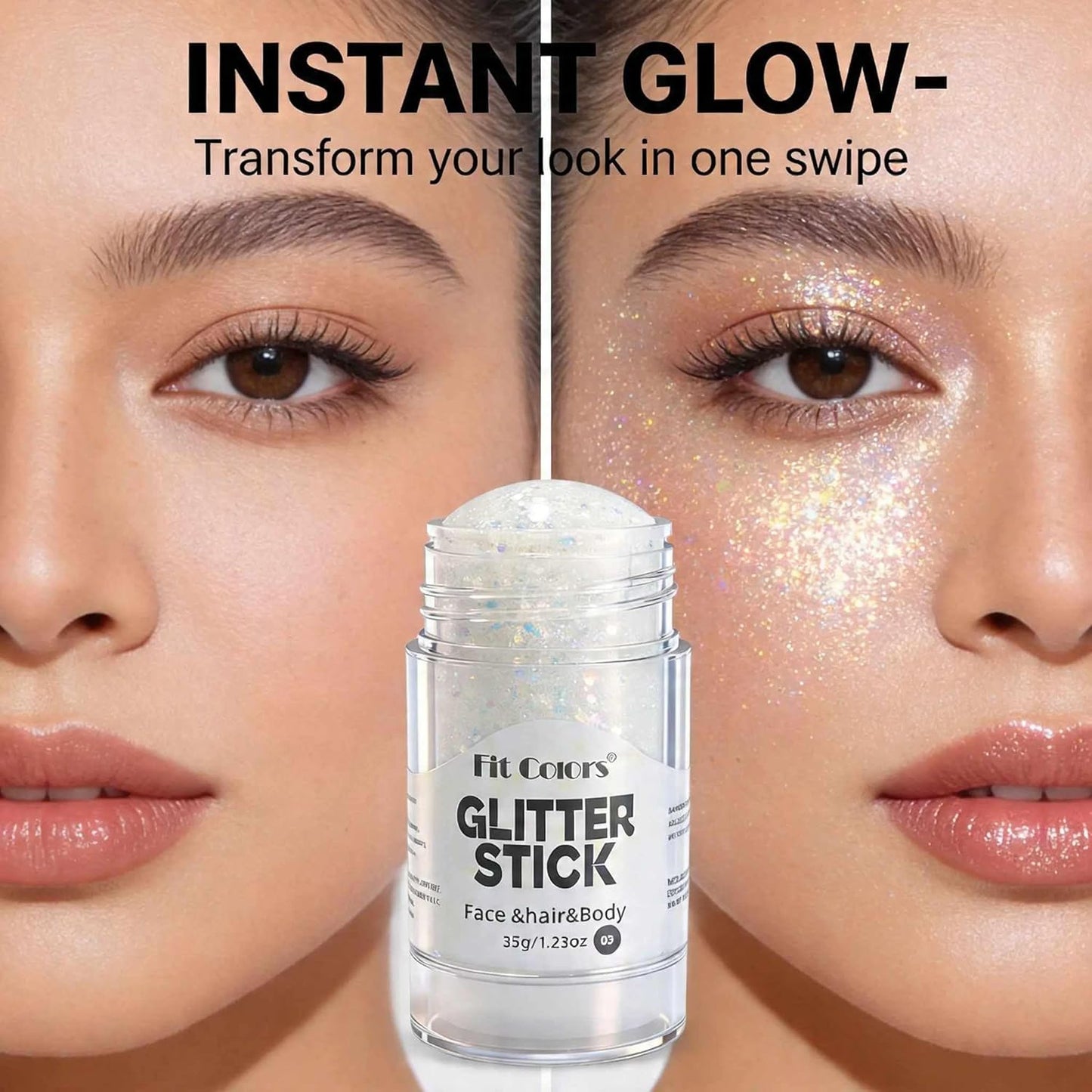 Glitter Stick - Red White Blue Sparkling Hair & Face Glitter Gel | Chunky Sequins for Concerts, Raves, Halloween & Festivals