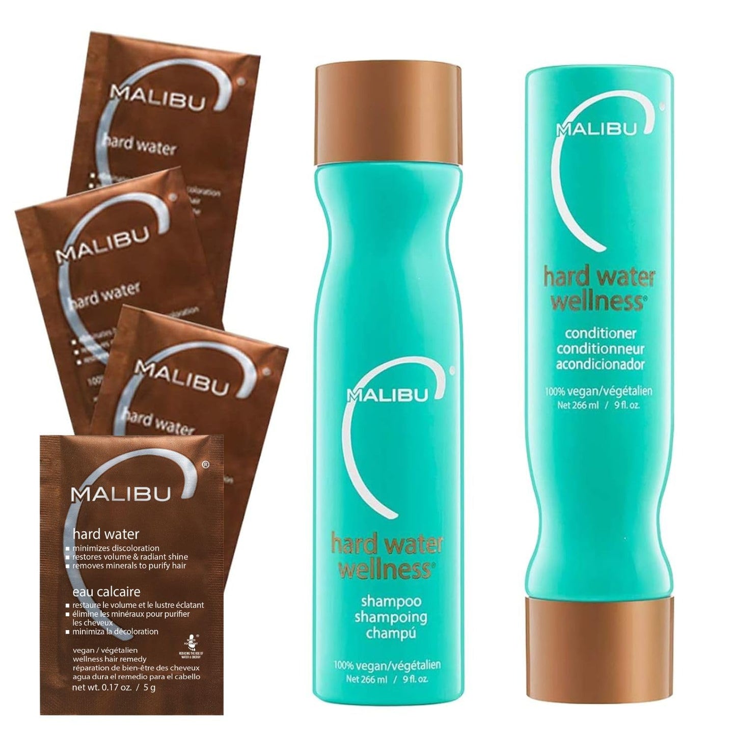 Malibu C Hard Water Wellness Remedy - Hard Water Shampoo, Conditioner & Hair Mask Pack | Hydrating Hair Care Set (6 Ct)
