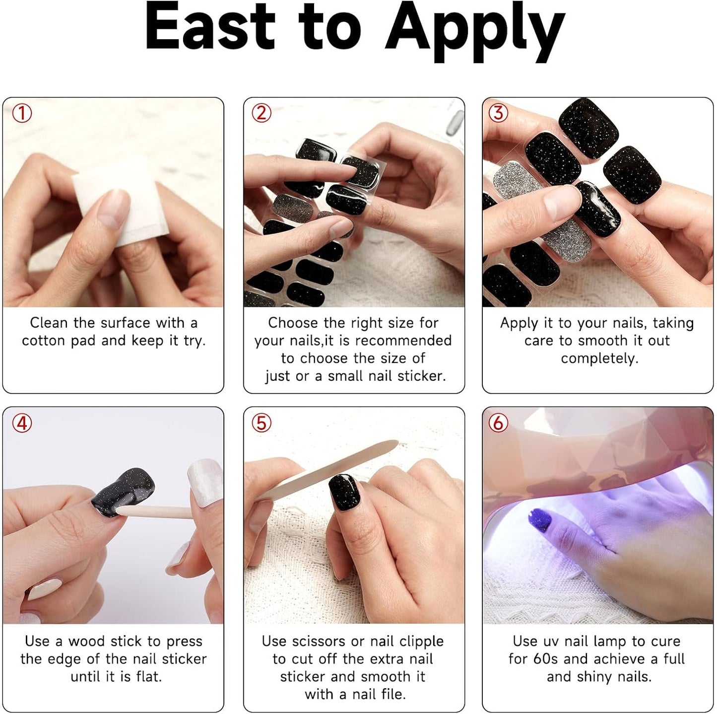 Gel Nail Strips - Semi-Cured UV Nail Stickers for Long-Lasting Manicure | 28 Pcs Light Blue