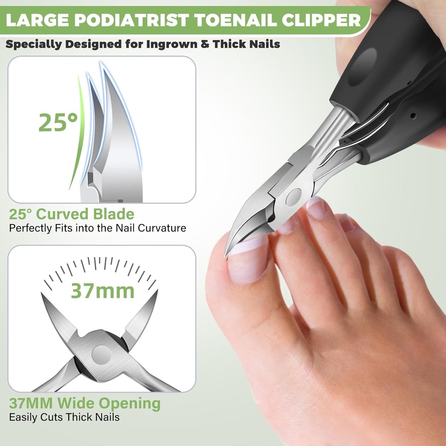 Toenail Clippers for Seniors - Heavy Duty Angled Head Clippers for Thick Nails | Large Slanted Handle