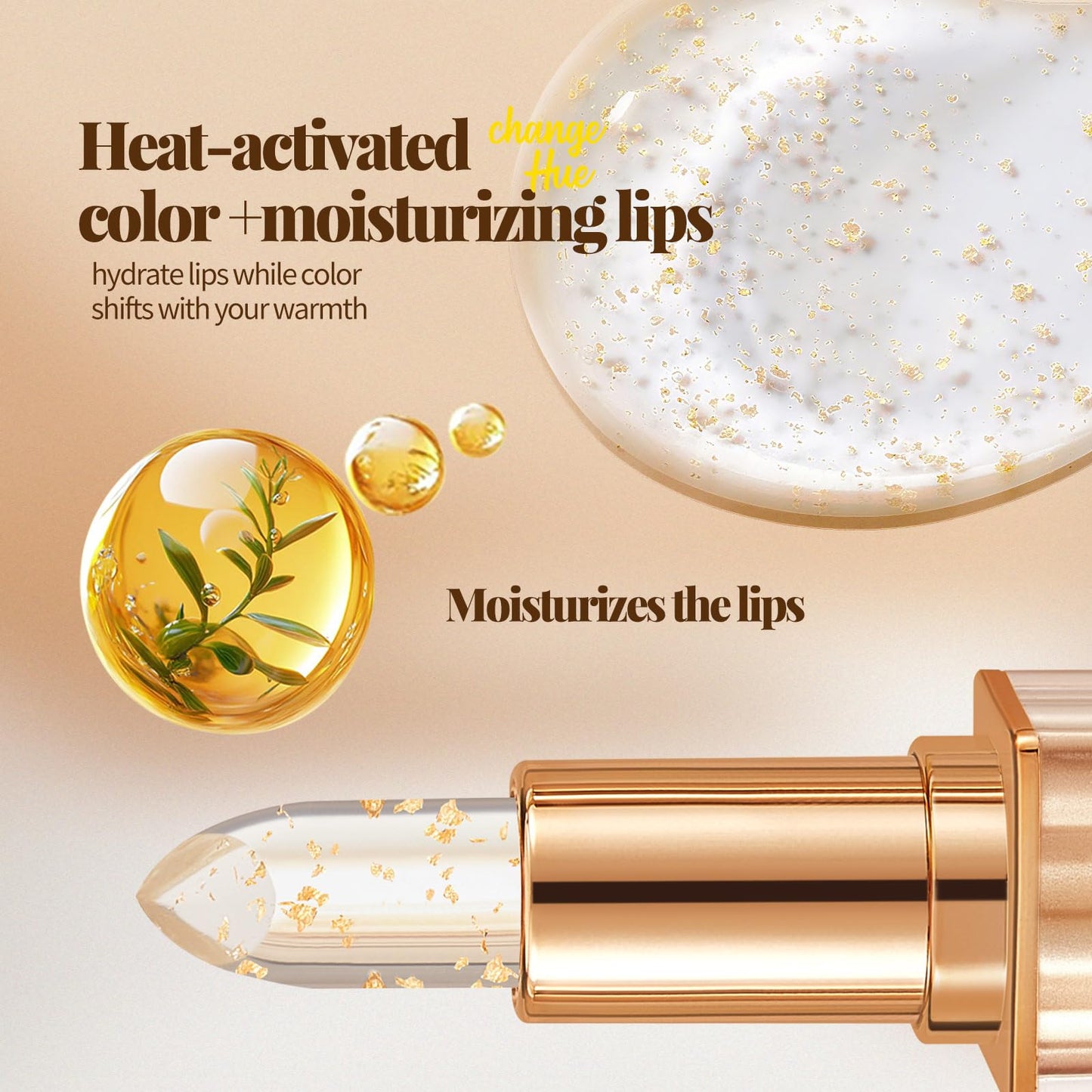 TAEERY Color-changing Lip Stain, Lip Tint, Tinted Lip Balm, Lipsticks for Women, Suitable for All Skin Tones, Create a Charming Look, Moisturizing Lips, Long-lasting Waterproof Gold leaf (3.5g * 2)