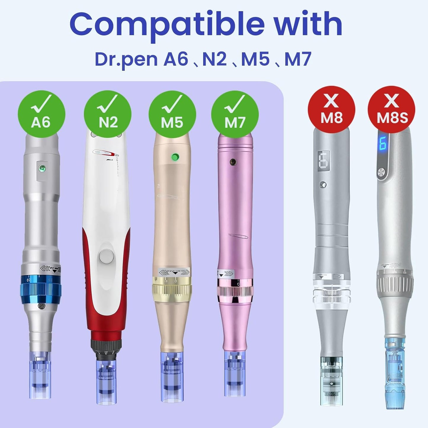 Microneedling Pen Cartridges - 21 Pcs Replacement Tips for Dr Pen A6 | 0.25mm, 7x36 Pin, 7x12 Pin, 7x Round Nano