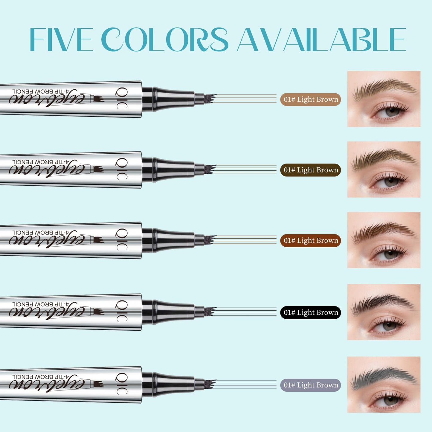 Microblading Eyebrow Pencil - Waterproof Faux Brow Pen for Natural Hair-Like Finish | Light Brown