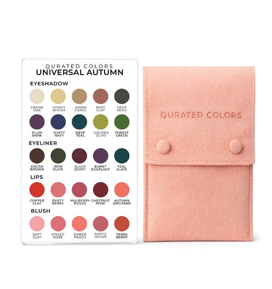 Qurated Colors Universal Autumn Makeup Color Guide – Eyeshadow, Lip, Blush & Eyeliner Palette Reference Card – Acrylic Seasonal Color Tool (Autumn)