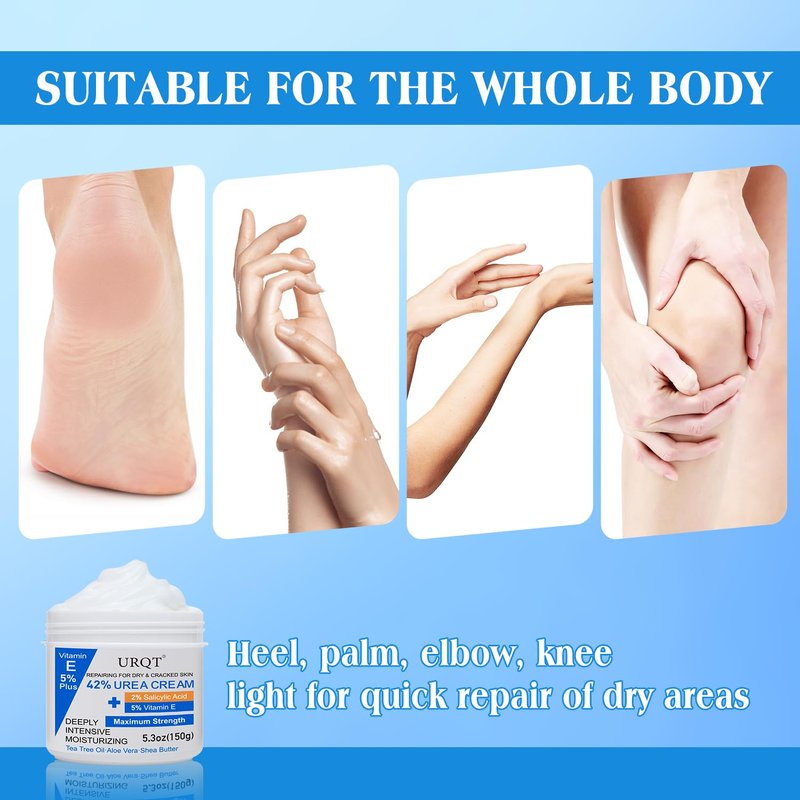 Urea Cream for Dry & Cracked Skin - 42% Moisturizer with Salicylic Acid, Vitamin E & Aloe Vera | Foot & Hand Repair Cream