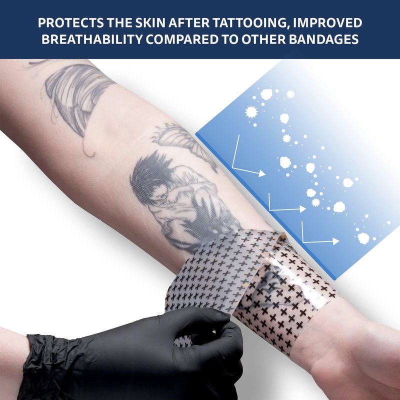 Recovery Aftercare Derm Shield Tattoo Cover Up Patch - Latex-Free & Waterproof Tattoo Aftercare Bandage - Transparent Matte Film - Breathable & Flexible - Promotes Healing & Skin Renewal (10" x 2 yd)