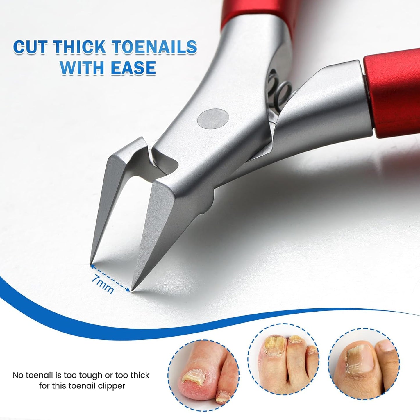 Toenail Clippers for Ingrown Toenail Prevention - Ergonomic Podiatrist Nail Scissors for Thick Nails | Red