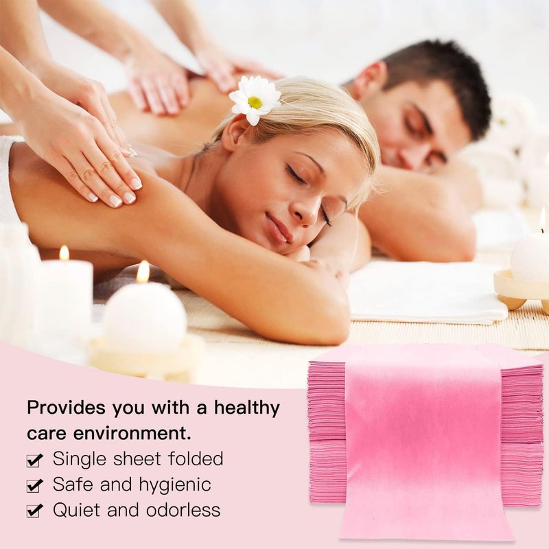 YEEOZOE 100PCS Disposable Massage Table Sheets, Pink Spa Bed Covers for Esthetician, Spa, Waxing, Lash, Tattoo, Salon Table, 31.5" X 71"