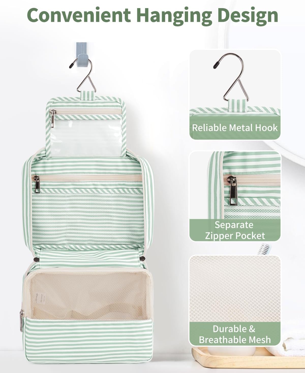 Travel Toiletry Bag for Women - Small Hanging Makeup Organizer | Lightweight & Compact Design