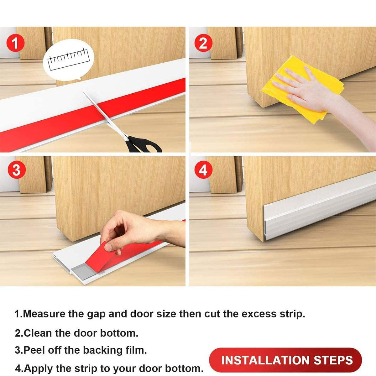 Door Draft Stopper Under Sweep for Exterior & Interior Doors Weather Stripping Seal Garage Window Blocker Noise Cold Air Insulation Draft Guard, 2" W x 39" L (Black)