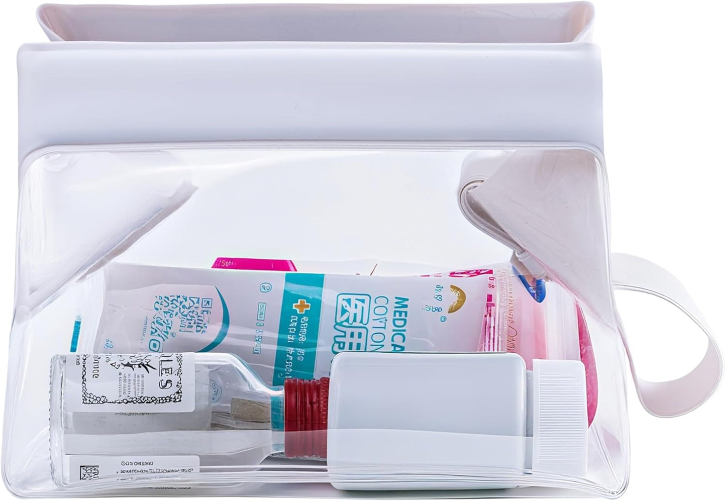 Clear TPU Toiletry Bag - TSA Approved Makeup Organizer with Magnetic Closure | Leak-Resistant Travel Pouch (Beige)