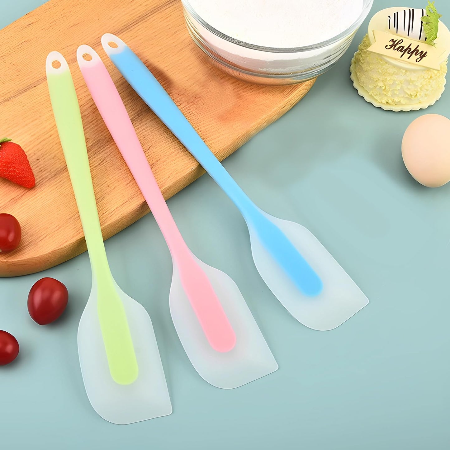 3 PCS Semi-Transparent Heat-Resistant Silicone Spatula Set – Non-Stick, BPA-Free Scrapers for Baking, Cooking & Mixing