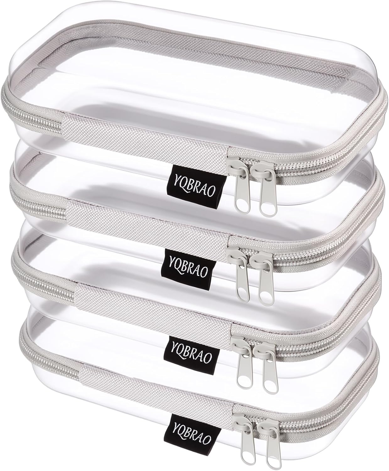 Clear Hard Shell Zipper Case Set - 6 Pack Heavy Duty Crush-Proof Diaper Bag Organizer Pouches | TSA Approved Travel Makeup & Toiletries Bags (2L, 2M, 2S)