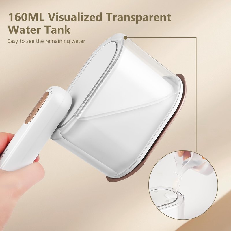 iRUNTEK 2-in-1 Steamer Iron & Clothes Steamer - Handheld Portable Garment Steamer, 1000W Powerful Steam with 30s Fast Heat-up,160ml Water Tank, Rotary Garment Iron, Ideal for Home & Travel, White