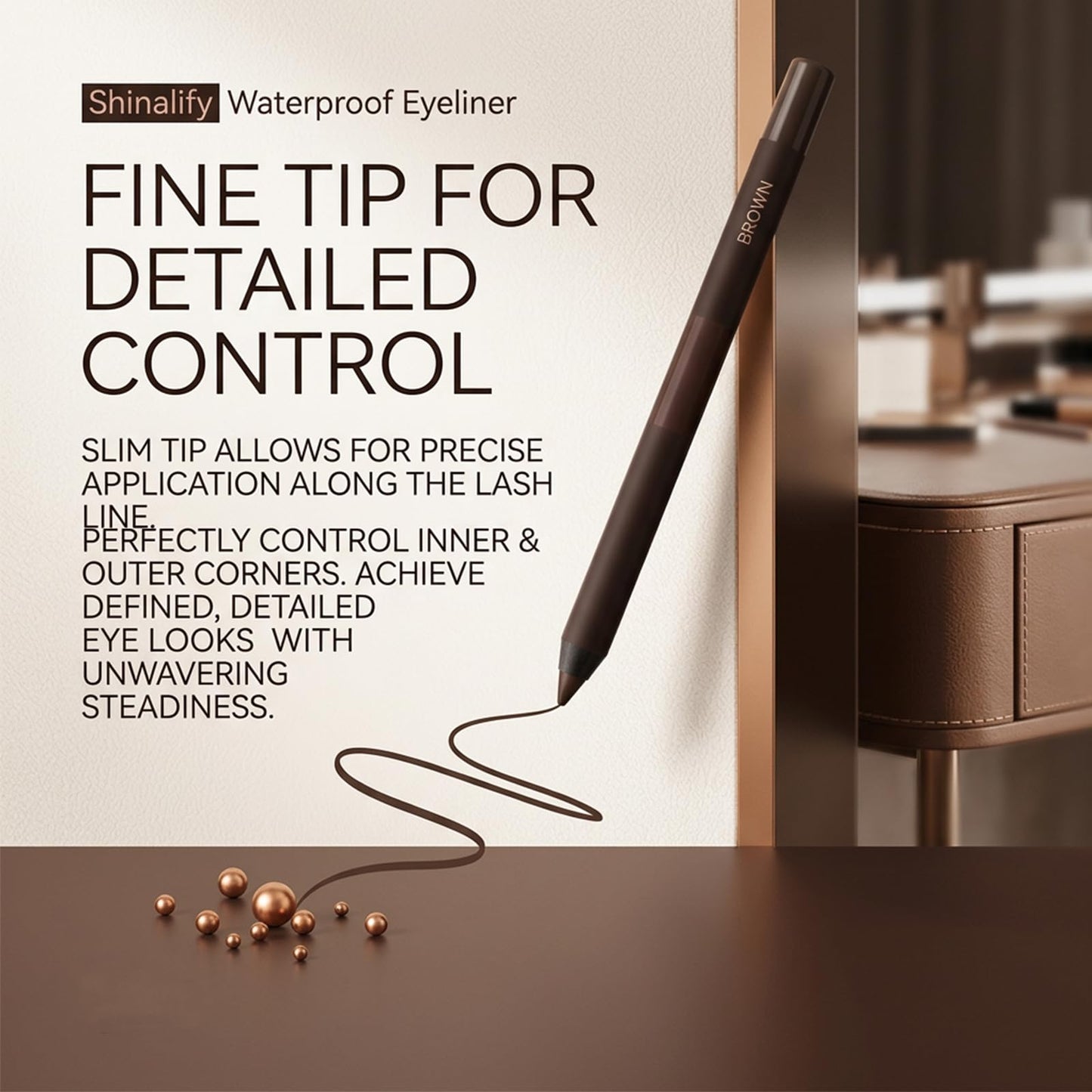 Shinalify Eyeliner, Long-Lasting & Waterproof, 2-in-1 Eyeshadow Liner Stick, Smooth Application for Natural Eye Makeup Look (Chocolate)