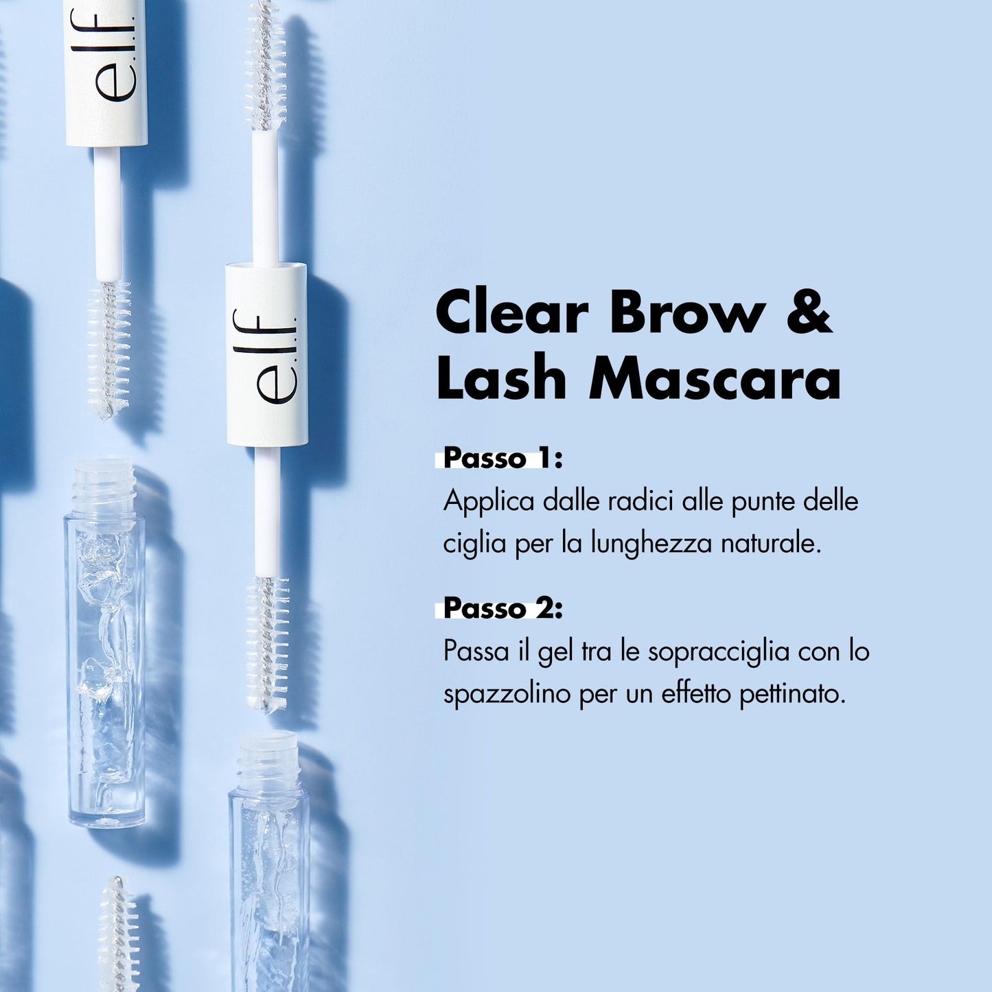 e.l.f. Clear Brow & Lash Mascara, Dual-Sided Brushable Clear Gel For Groomed Brows & Eyelashes, Long-Wear Conditioning Formula, Vegan & Cruelty-Free