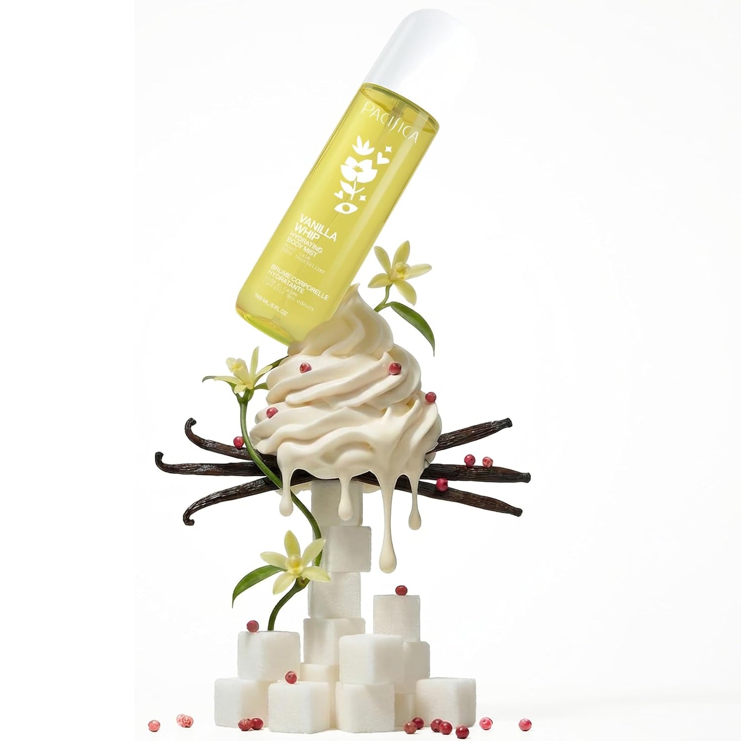 Pacifica Vanilla Whip Body Mist - Sweet Gourmand Hair & Body Fragrance Spray | Hydrating, Odor Neutralizing | Vegan 5oz