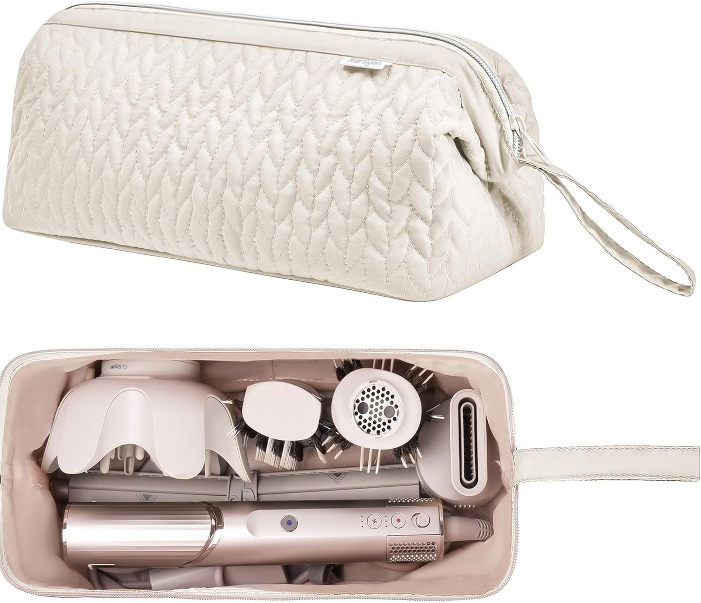 Dyson Airwrap Hair Dryer Case - Shark Flex Style Travel Organizer | Beige