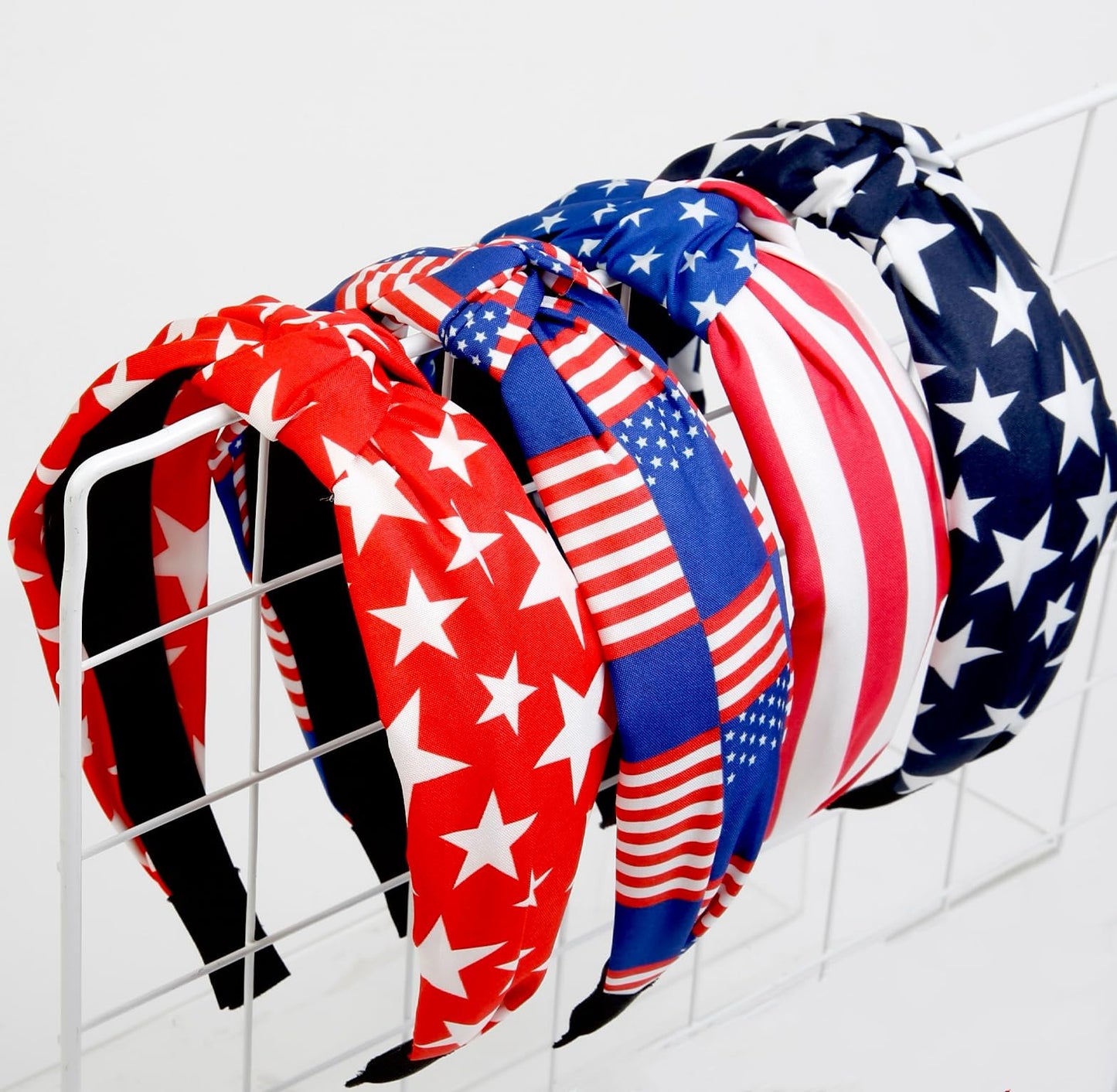 Huachi American Flag Headbands for Women Knotted 4th of July Headband Accessories for Women Patriotic USA Hair Band Top Knot Hair Hoops Girls Independence Day Red White and Blue Head Bands