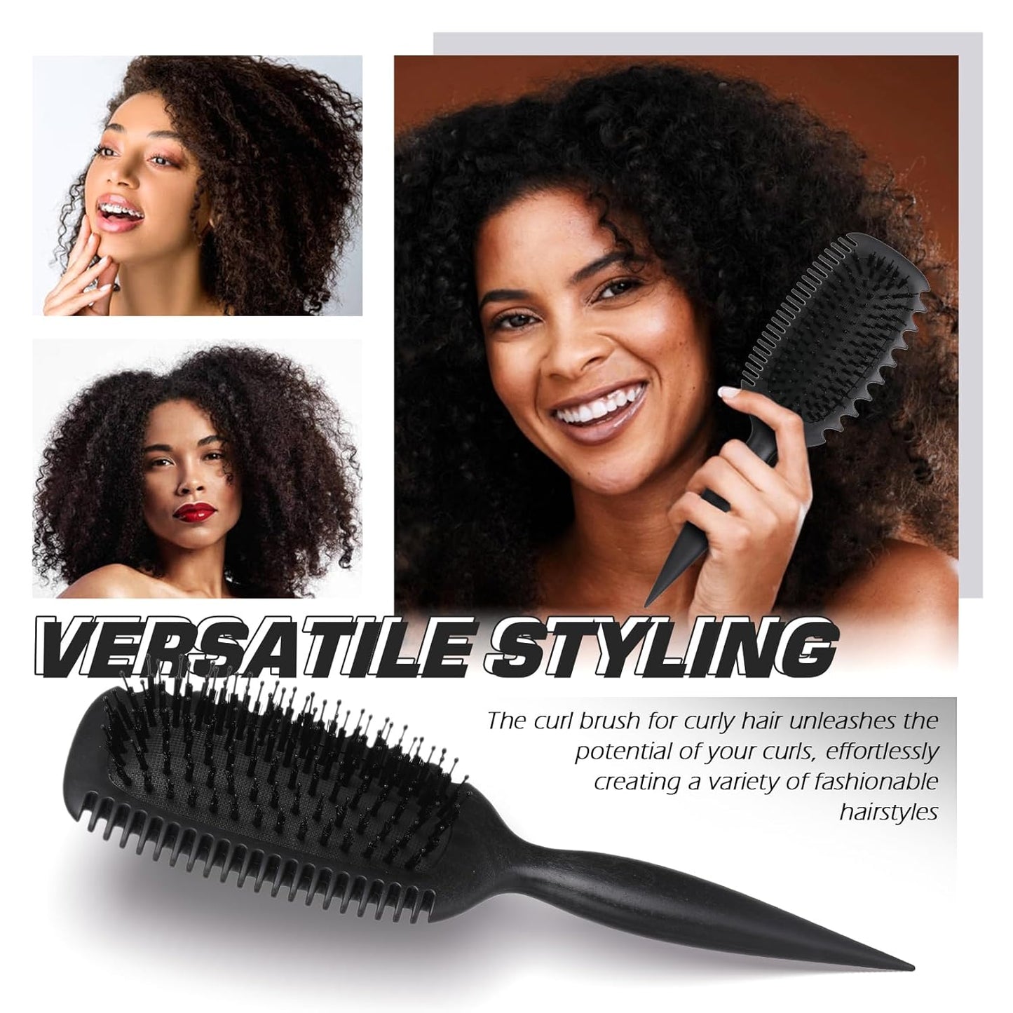 Curl Defining Hair Brush - Effortless Detangling & Styling for All Hair Types | Reduces Frizz & Pulling