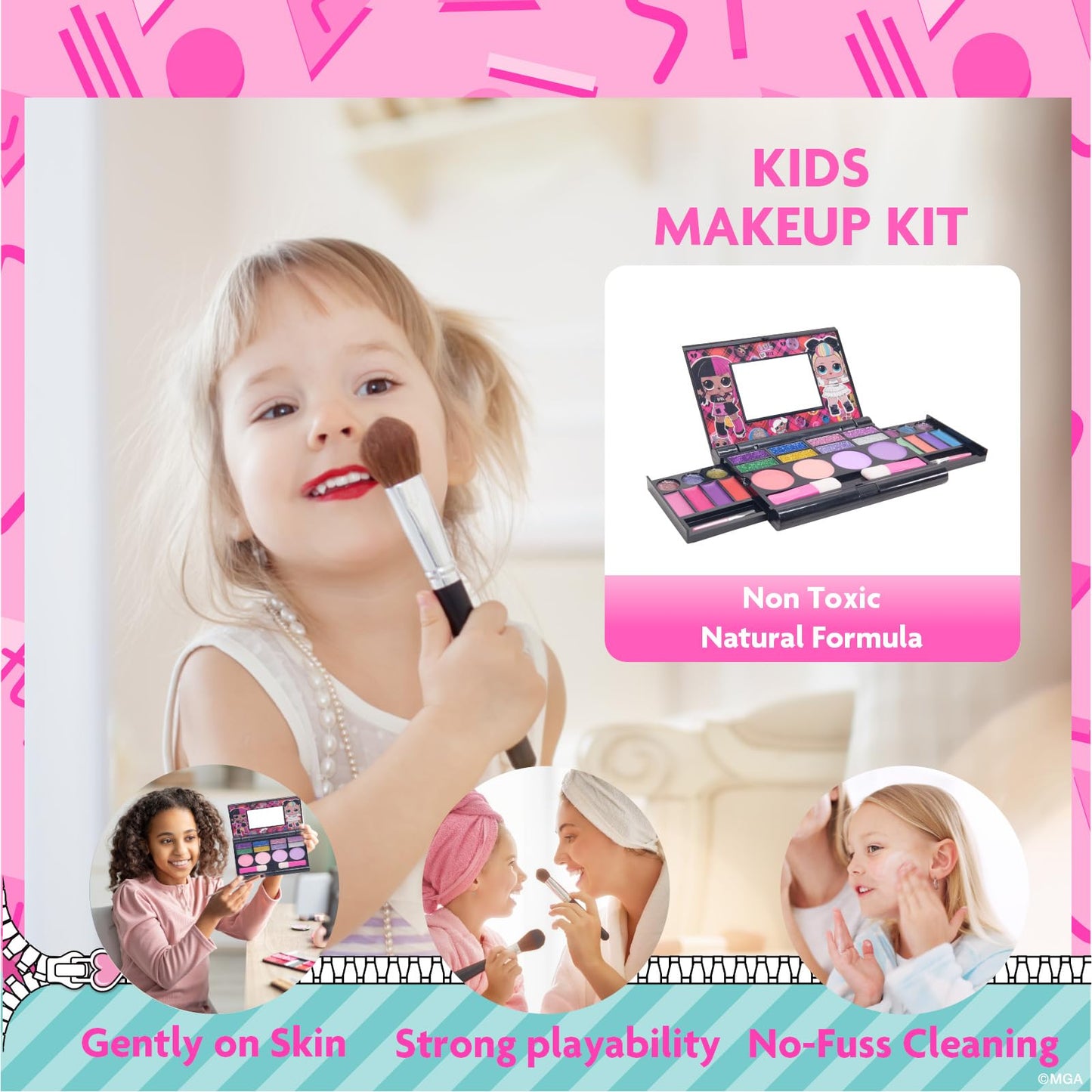L.O.L Surprise! All-in-One Kids Makeup Compact Set Includes Washable Lip Gloss, Eye Shimmer, Cheek Shimmer, Brushes Colorful Portable Beauty Set for Girls, Ages 5+ by Townley Girl
