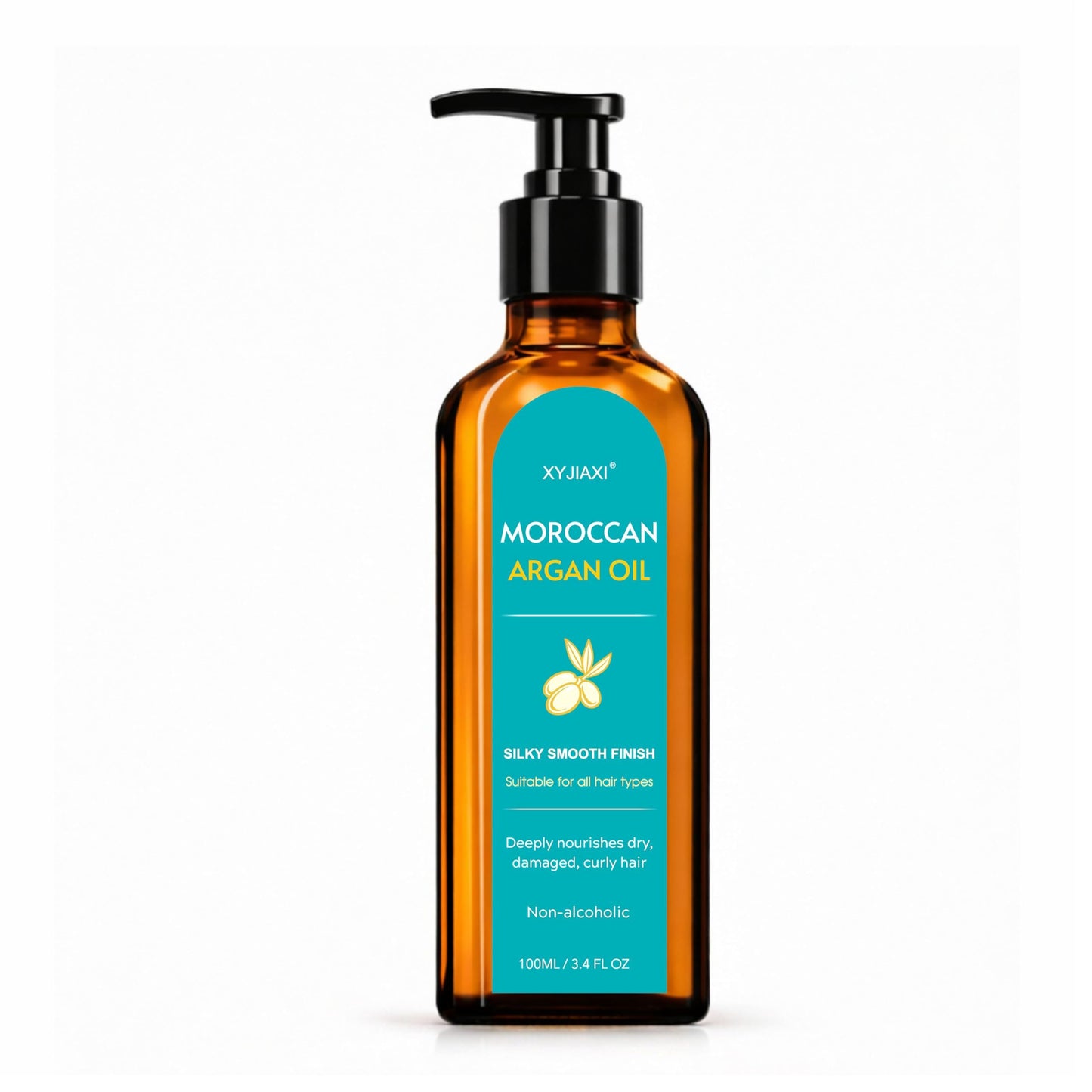 XYJIAXI Moroccan Argan Oil –Nourishing & Smoothing Hair Oil for Frizzy, Curly, Long, Dry & Damaged Hair-Moroccan Hair Oil Treatment for Frizz Control & Heat Protection (1, 3.4 Fl Oz)
