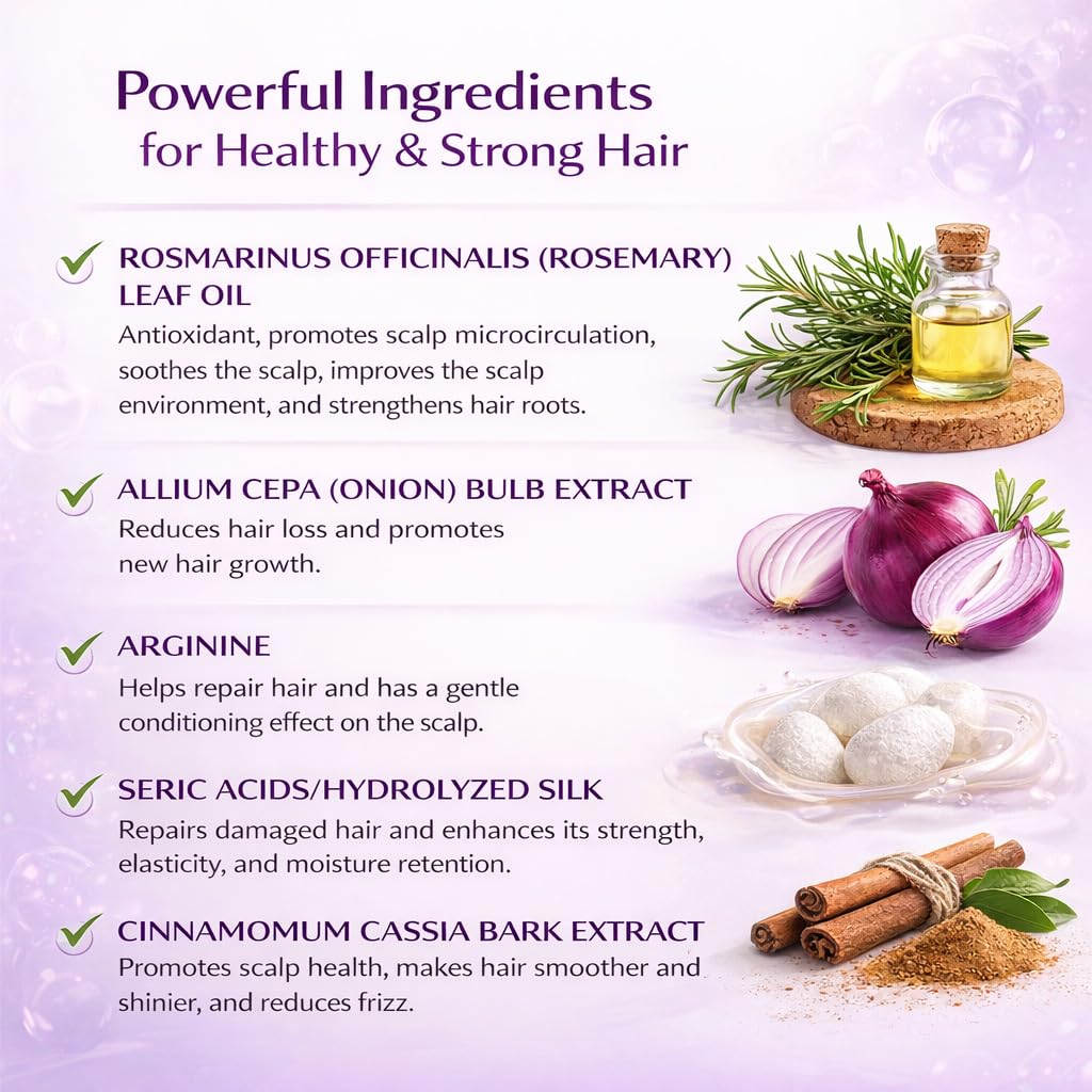 ekxzvg Onion Shampoo for Hair Growth, with Rosemary Oil & Red Onion & Cinnamon Extract, Effectively Reduce Hair Loss Promotes Thicker Fuller Hair 200ml (200ML/6.76OZ-2PCS)