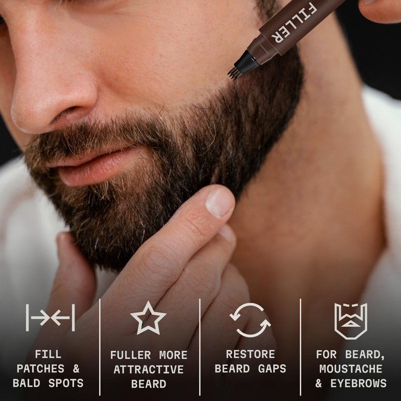 Striking Viking Beard Pencil - Dark Brown, 2 Pack - Temporary Beard Dye - Waterproof Sweatproof Long Wear Beard Pen for Touchups & Gap Contouring - Enhances Facial Hair