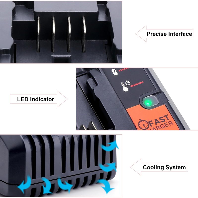 BDCAC202B 2.0A Charger Compatible with Black & Decker 12V MAX and 20V Battery LBXR20 LBXR2020 LBX4020 LBX20 LBD1520S, Compatible with Black and Decker 20V MAX Lithium Battery Charger Replacement