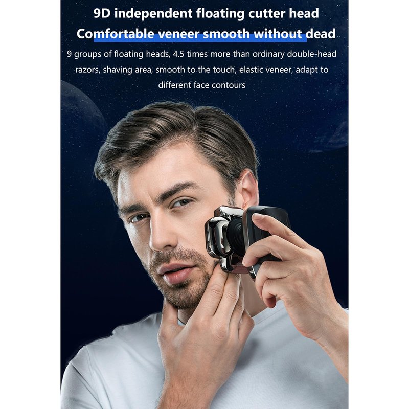 Bawldy Pro Head Shaver, 6-in-1 Detachable Head Shavers with 9D Floating Blade Heads, IPX7 Waterproof, Intelligent LED Display, Rechargeable Cordless Razor for Home & Travel