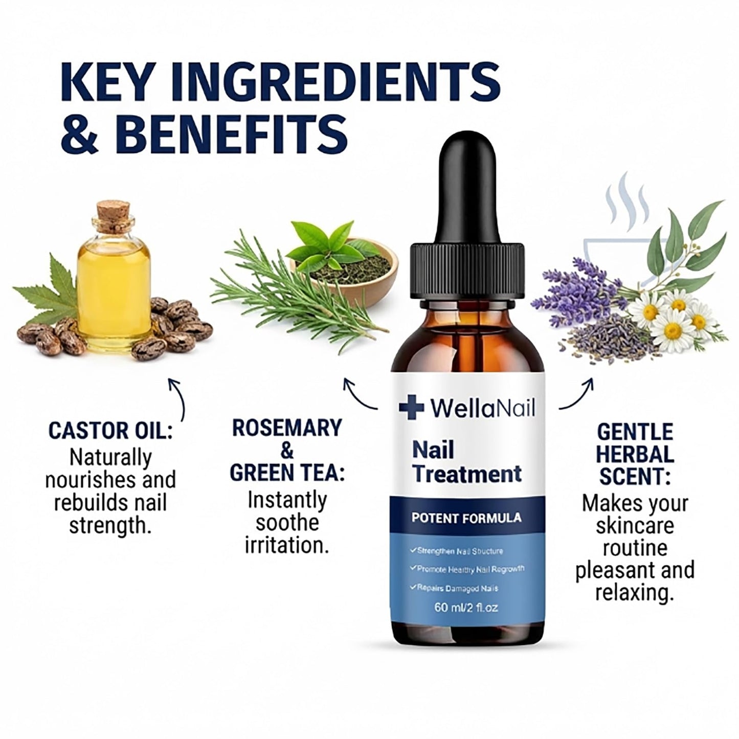 Wellanail Treatment, All Natural WellaNail Premium Support for Overall Health, Make Nails Look Healthier Stronger (Brown)