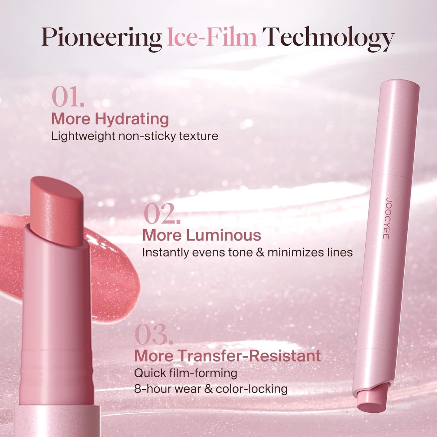 Long-Lasting Lip Gloss - Velvet Rouge Diamond Pink Shimmer | Hydrating Volumizing Tint, Non-Sticky High Shine