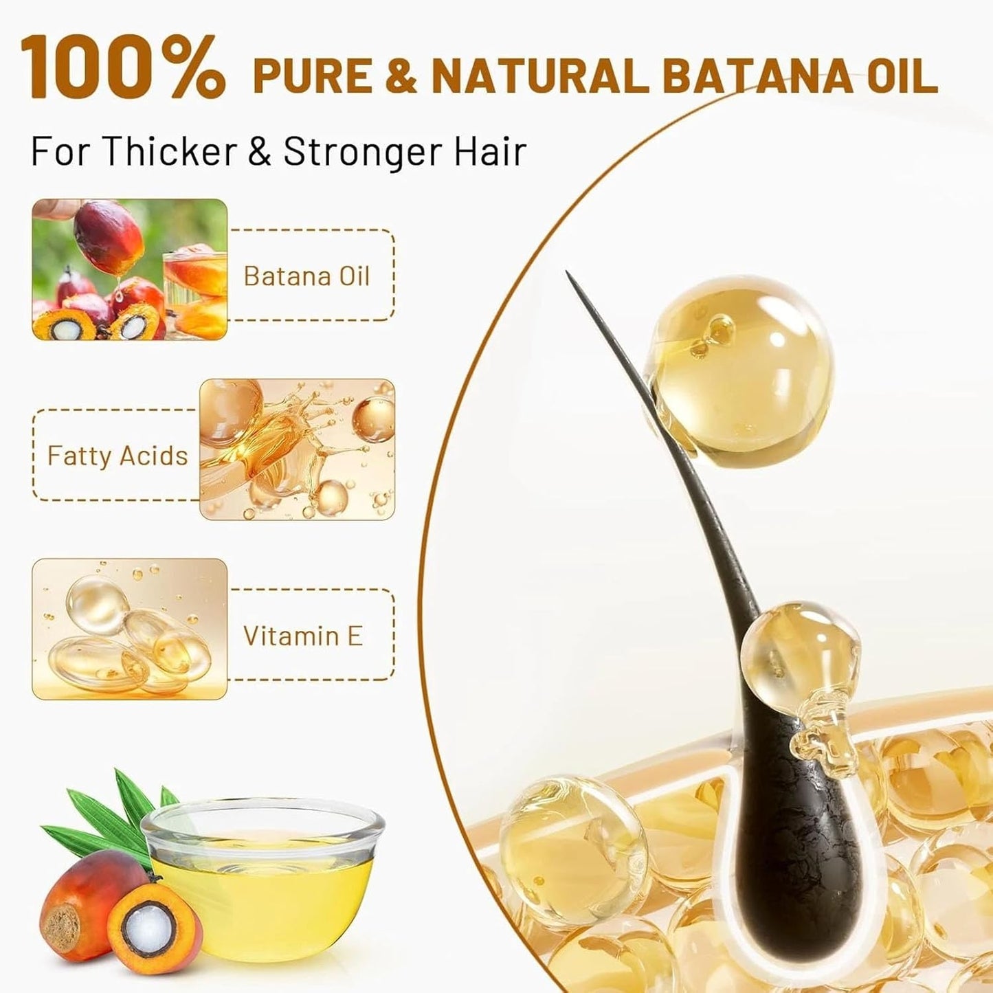 Azure Batana Oil for Hair Growth - 100% Pure Organic Hydrating Oil for Thicker, Stronger Hair | 4 Fl Oz