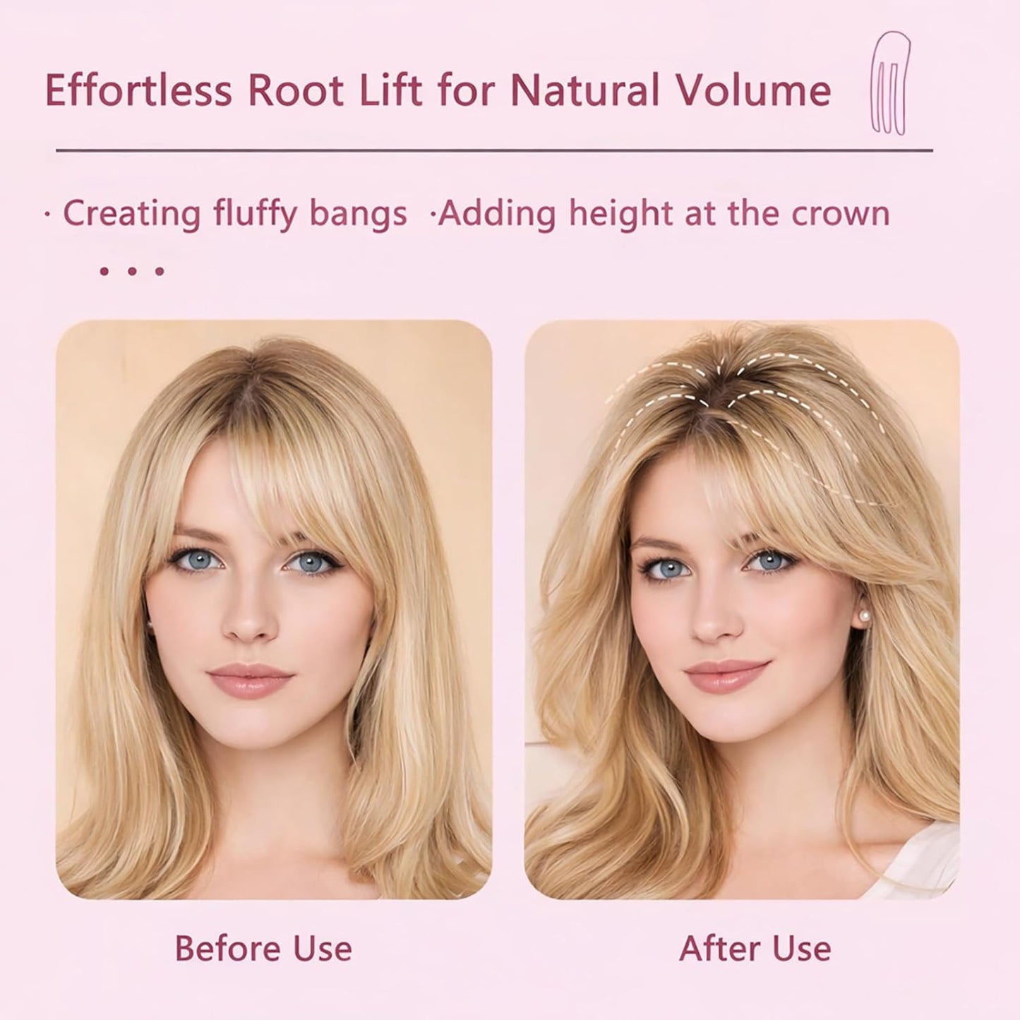 Hair Volume Clip - 2 Pack No-Crease Volumizing Tool for Fluffy Hairstyles | Root Lifting Boosters for Men & Women