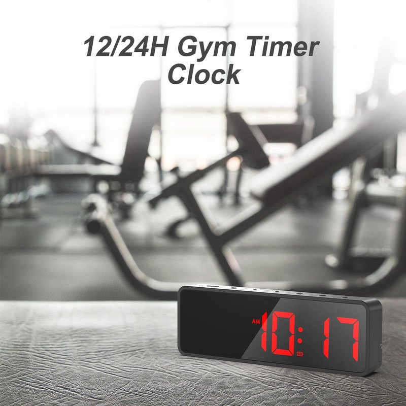 ANJANK Small Portable Gym Timer Clock, Strong Magnet, Workout Interval Timer with Powerful Battery, Stopwatch, Remote Control, Adjustable Brightness, Fitness Digital Timer for Home/Garage/Boxing