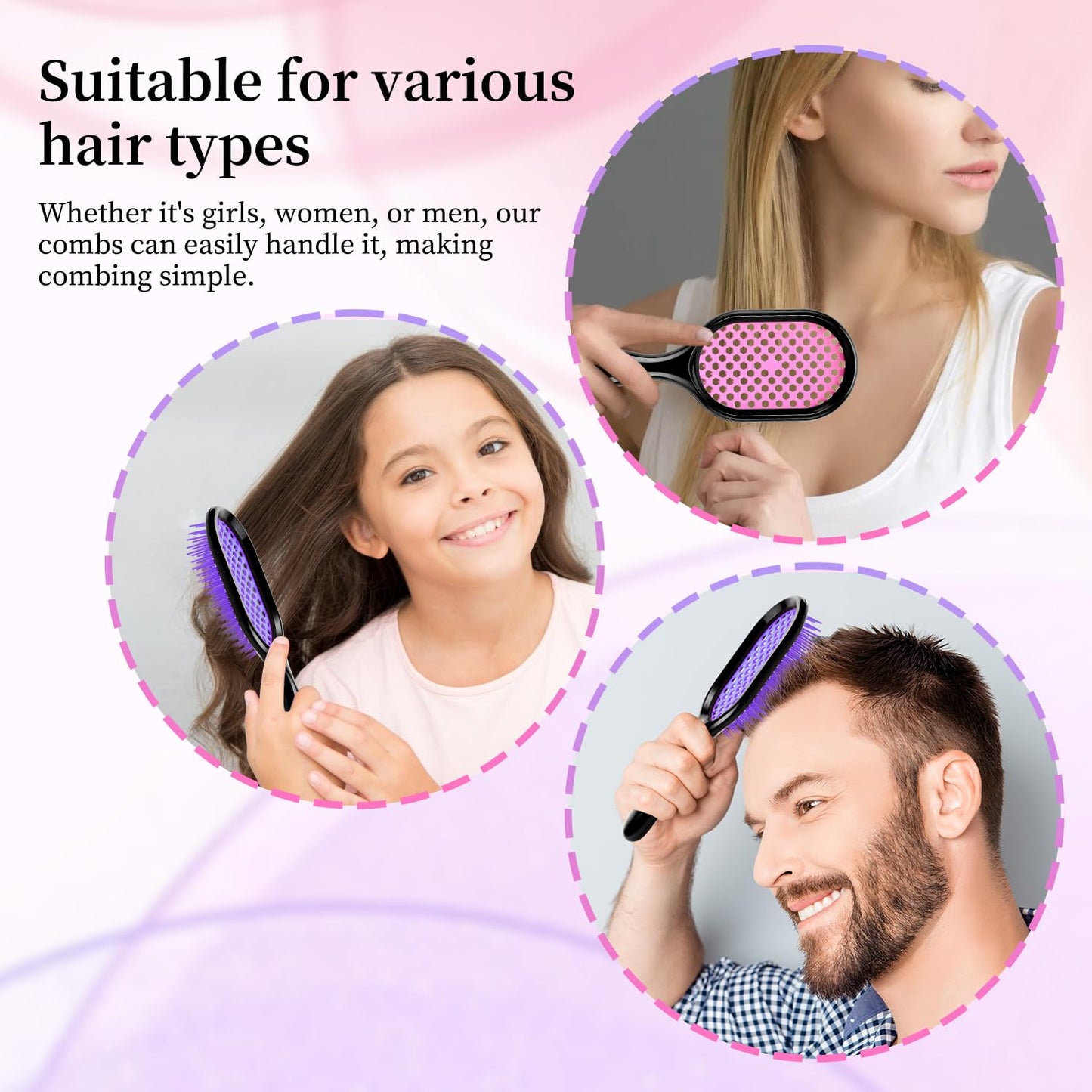 Detangling Brush - Gentle & Effective Hair Detangler for Wet or Dry Hair | Ultra-Light, Ventilated Design (Black)