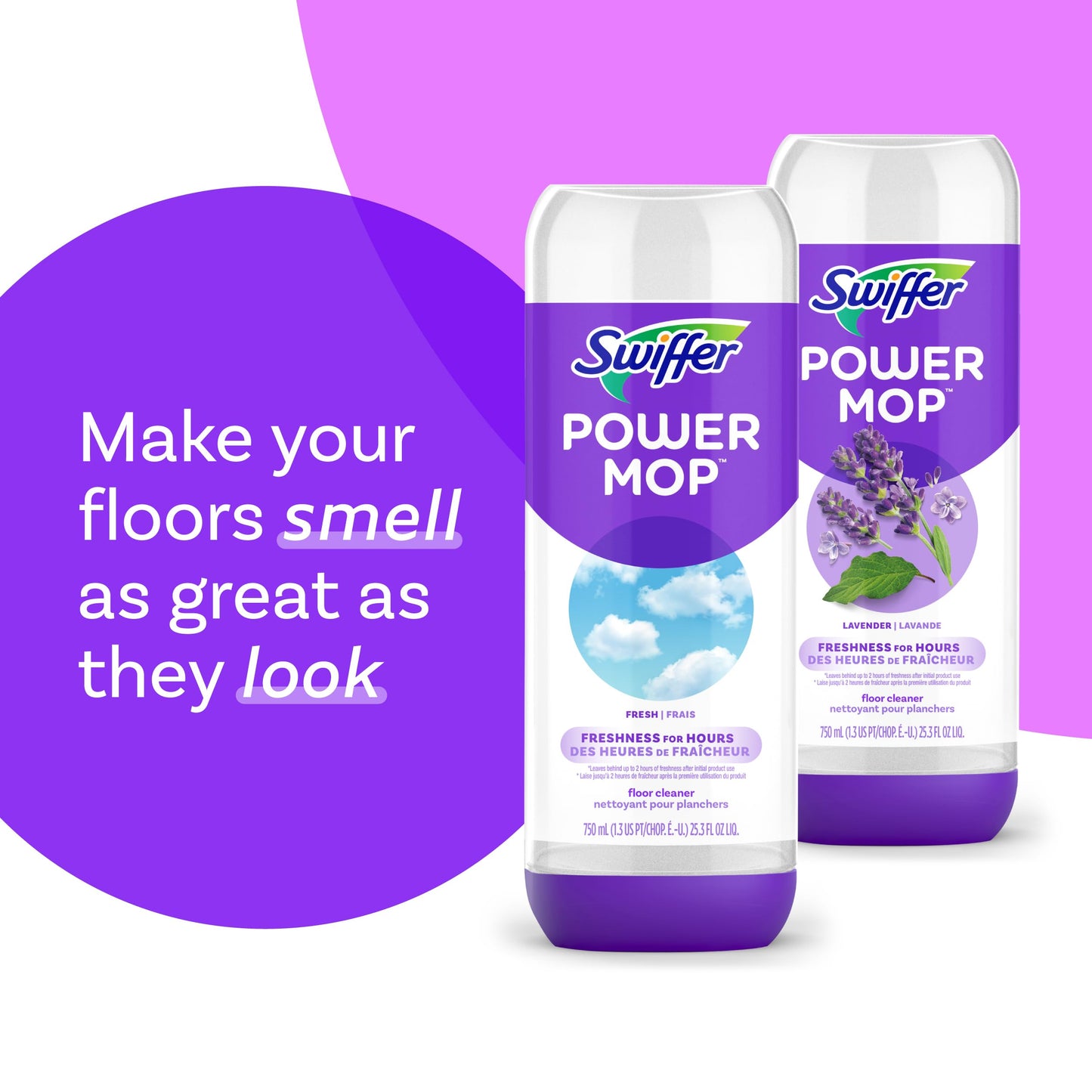 Swiffer PowerMop Liquid Floor Cleaner Refills, Solution for Power Mop, Fresh Scent, 2 Count Mopping Fluid Replacement Bottle, Spray Mops Cleaning Juice, No Bucket Needed, Multi-Surface and Wood