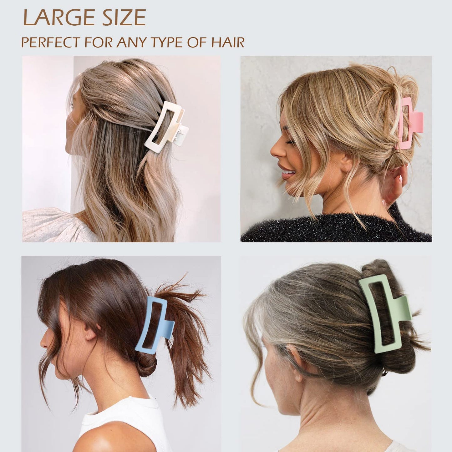 Large Hair Claw Clips - 12 Pack Matte Flower Clips for Thick Hair | 3 Styles, 4 Colors