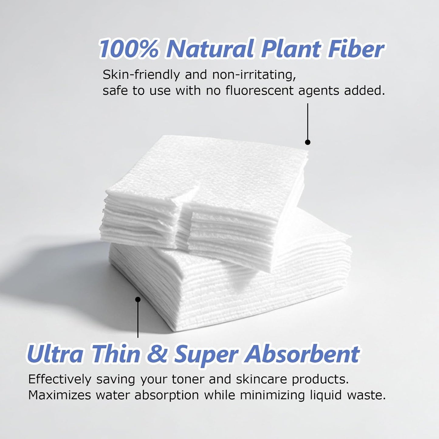Cotton Pads for Face - 200 Count Unbleached, Lint-Free, Non-Irritating | Ideal for Toner, Essence, Masks