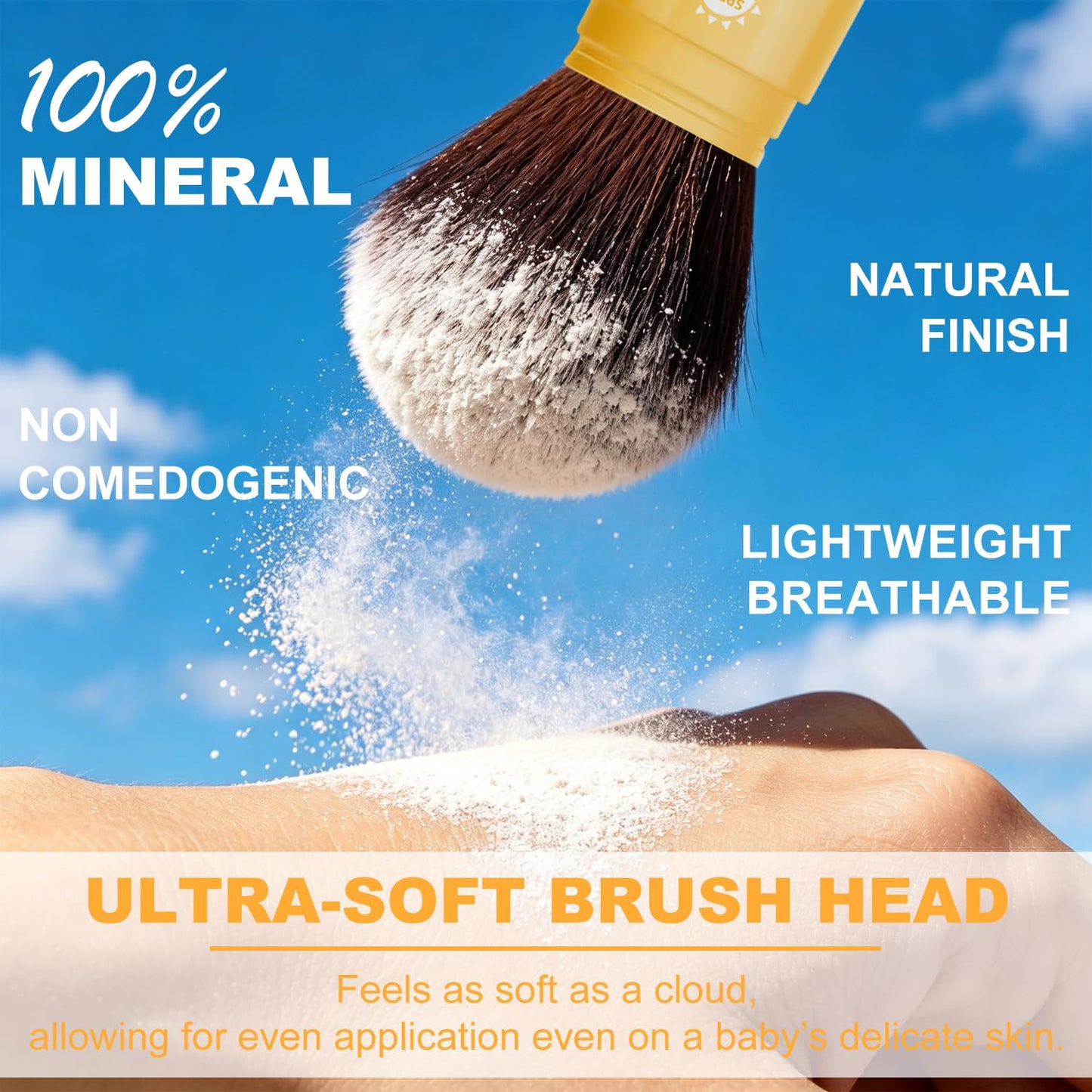 Mineral Sunscreen Setting Powder, SPF 35 Brush Sunscreen Powder for Face & Scalp, Long Lasting Lightweight Breathable, Oil Control Natural Matte Finish for All Skin Type (Medium)