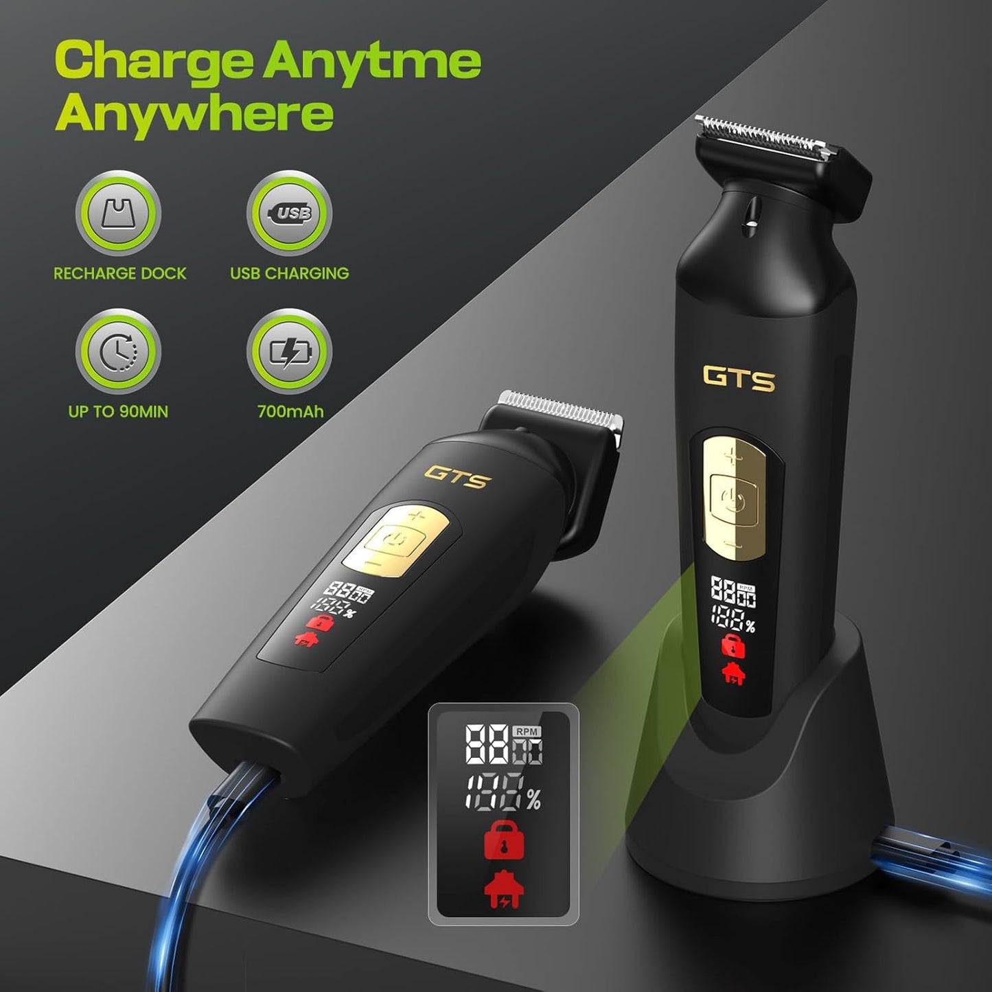 Electric Body Hair Trimmer for Men - Multi-Angle Ceramic Blade, LED Screen, IPX6 Waterproof | 7000RPM Speed, USB Charging
